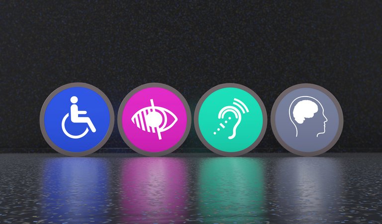 Icons, die für verschiedene Arten von Behinderungen stehen. Symbolbild für digitale Barrierefreiheit