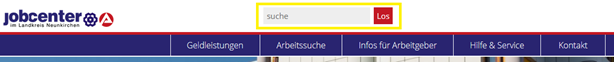 Suche Suchfunktion der Homepage